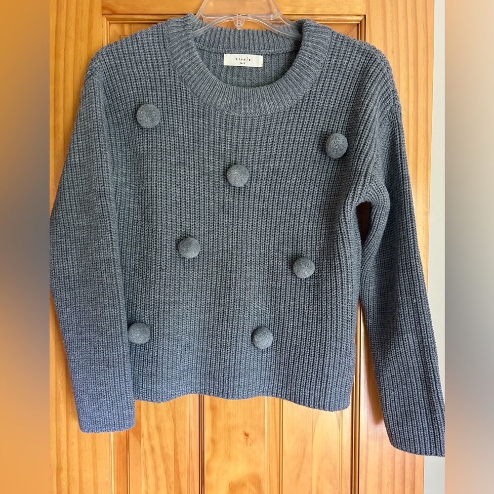 Elodie Charcoal Grey Pom-Pom Sweater Size M
